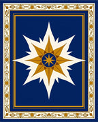 Golden Starburst On Royal Blue Border Rug