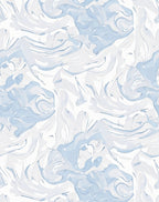 Soft Blue Swirling Marble Pattern Rug