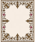 Intricate Floral Scroll Border Design Rug
