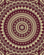 Rich Burgundy Cream Mandala Pattern Rug