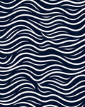 Dark Blue White Wave Pattern Rug