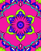 Vibrant Floral Kaleidoscope Pattern Rug