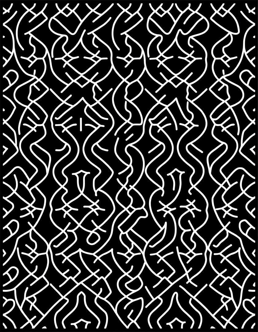 Abstract Black White Intertwined Pattern Rug