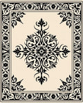 Elegant Black Floral Medallion Rug