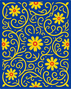 Vibrant Yellow Floral Swirls Rug