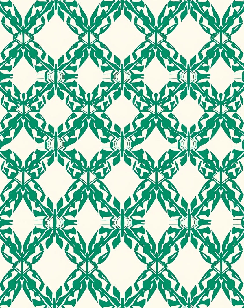 Emerald Diamond Lattice Pattern Rug
