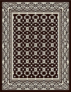 Intricate Black and Cream Geometric Pattern Rug