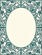 Elegant Teal Floral Scroll Frame Design Rug