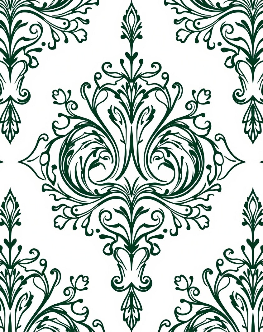 Ornate Damask Floral Pattern Rug