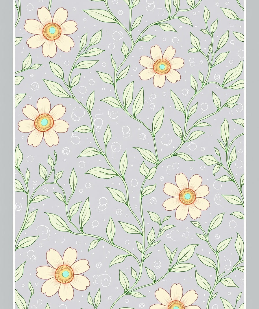 Delicate Floral Vine Pattern Rug