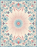 Vintage Floral Sunburst Pattern Rug