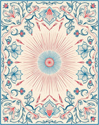 Vintage Floral Sunburst Pattern Rug