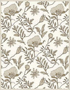 Delicate Floral Patterned Neutral Rug