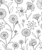 Floral Insect Outline Pattern Rug