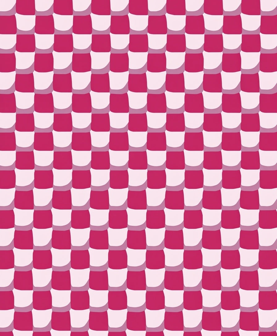 Quilted Pink White Checkered Pattern Rug