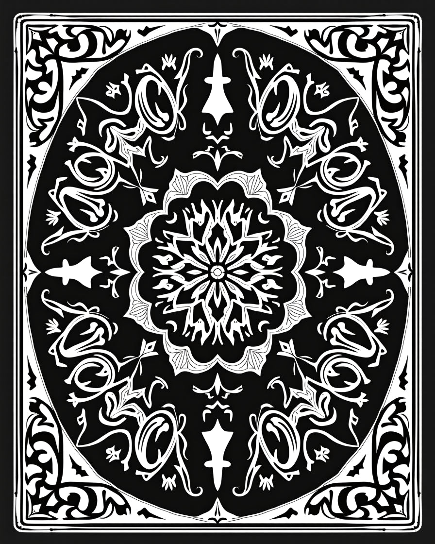 Monochromatic Ornate Mandala Design Rug