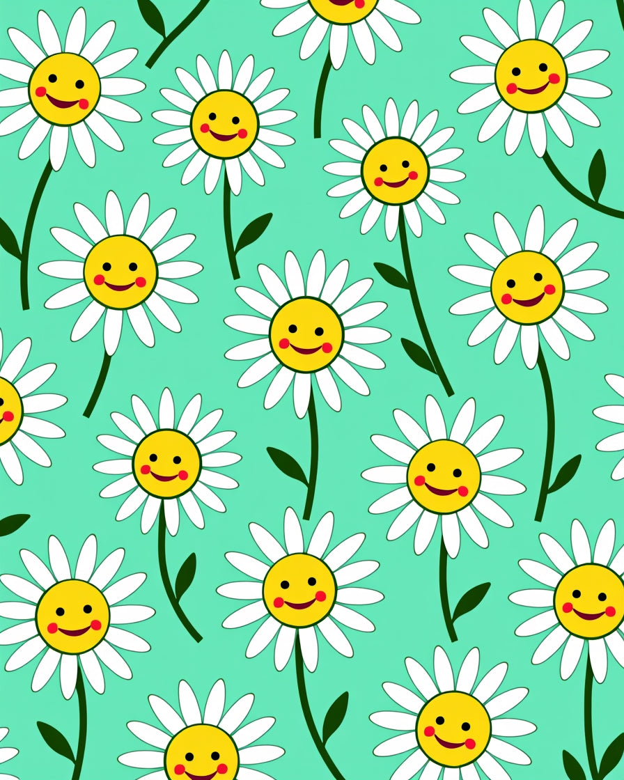 Smiling Daisy Floral Pattern Rug