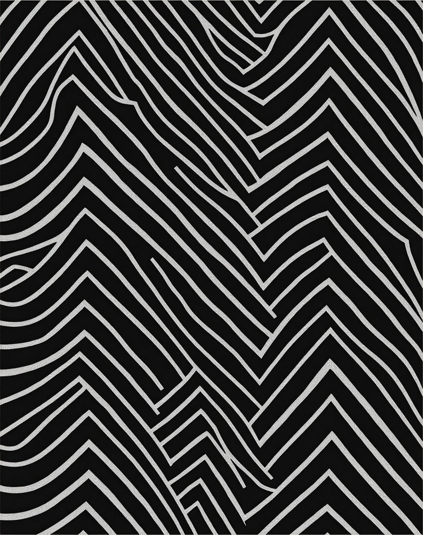 Abstract Black White Wavy Lines Rug