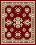 Floral Medallion Patterned Red Rug