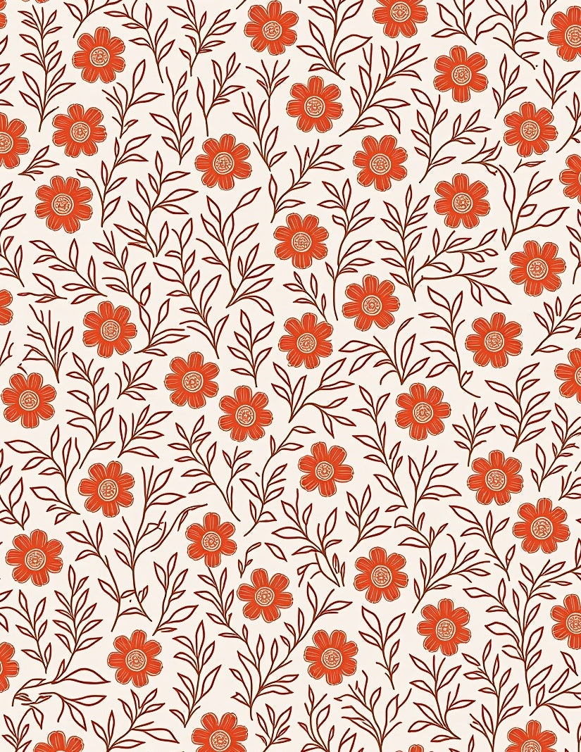 Vintage Floral Branch Pattern Rug