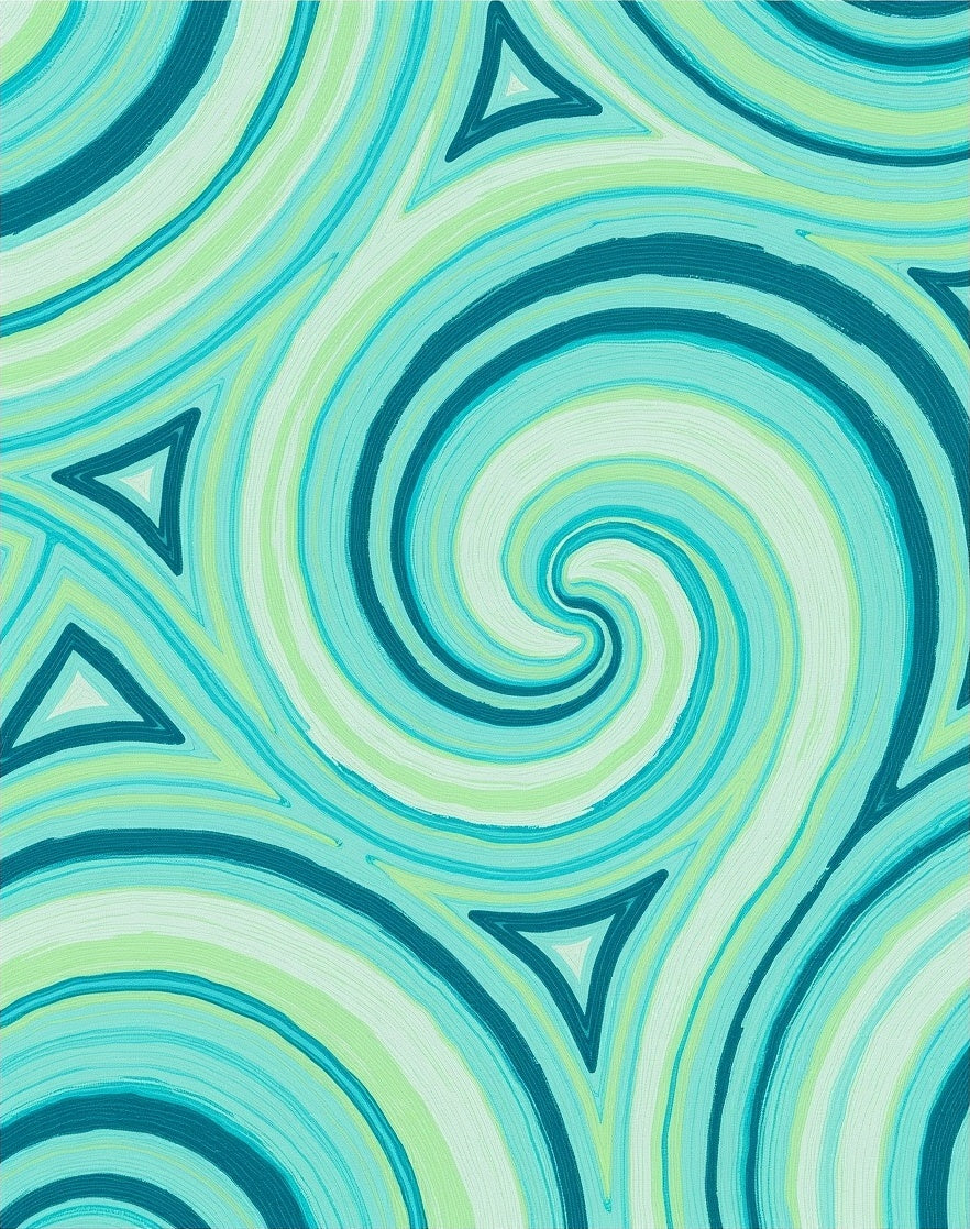 Aqua Swirl Triangle Abstract Pattern Rug