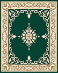 Elegant Green Cream Gold Scroll Rug