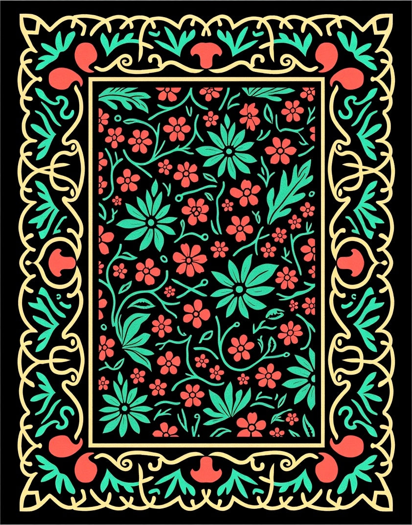 Ornate Floral Pattern Rug