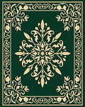 Ornate Floral Swirls Green-Gold Rug