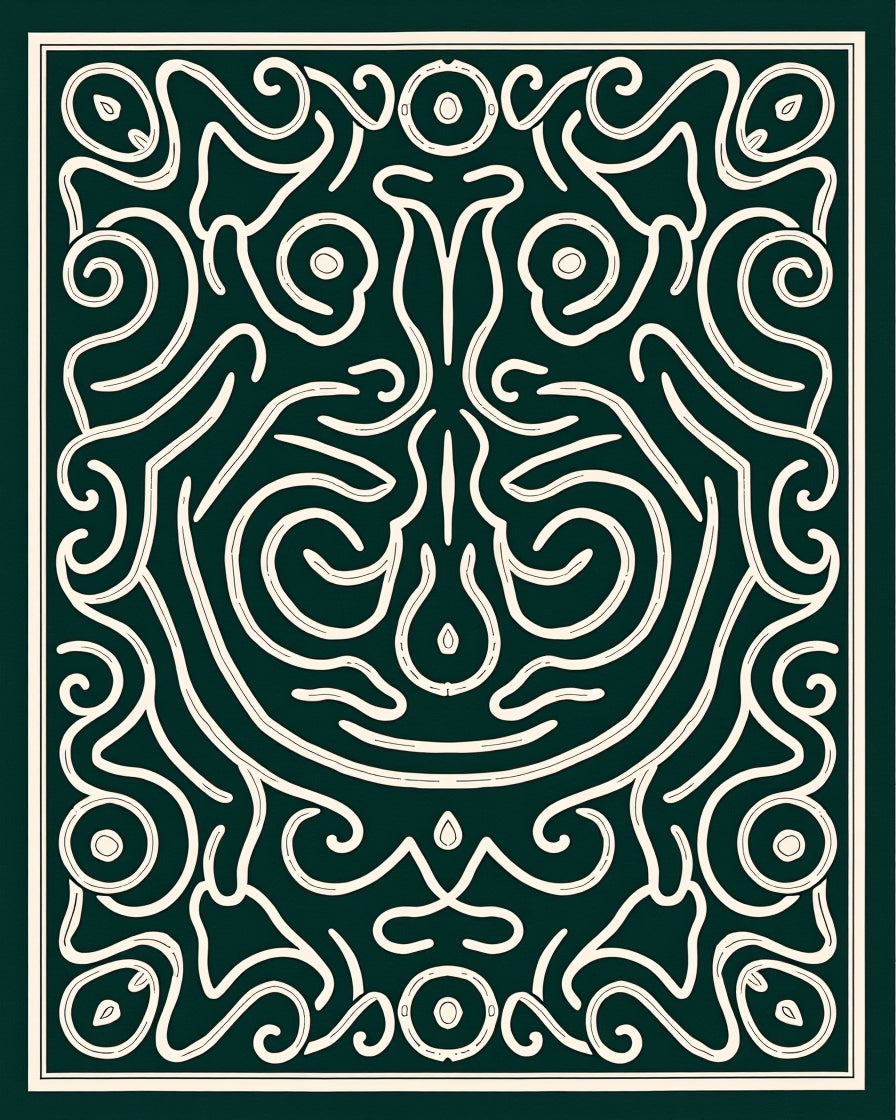 Abstract Swirls With Decorative Face Design Rug