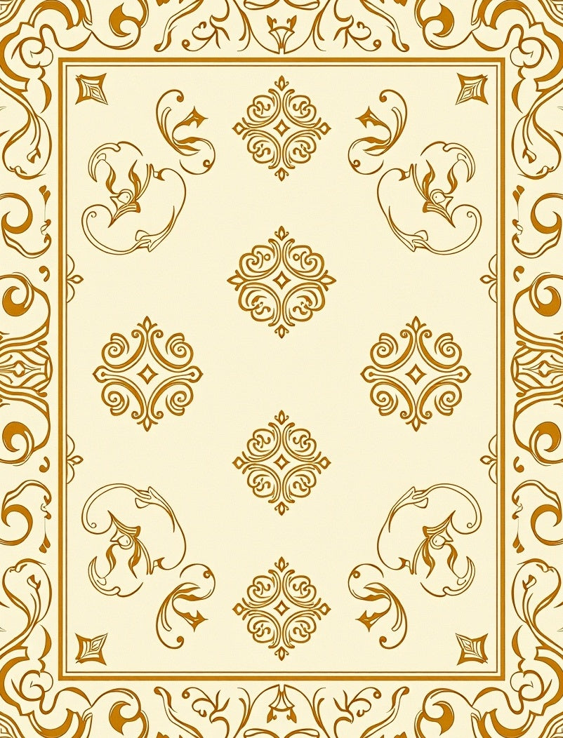 Ornate Floral Border Design Rug