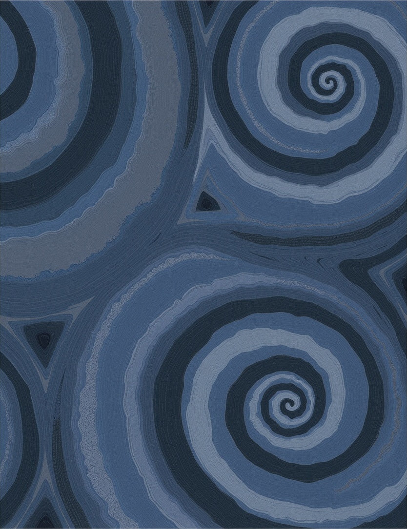 Abstract Swirl Blue Agate Design Rug