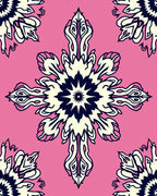 Pink Floral Snowflake Pattern Rug