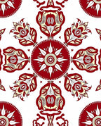 Red Yellow Floral Mandala Design Rug