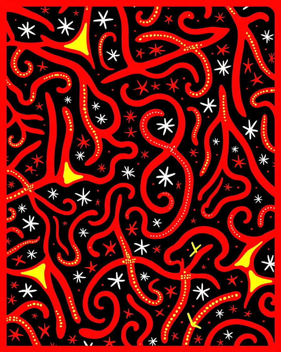 Abstract Red Yellow Swirls Rug