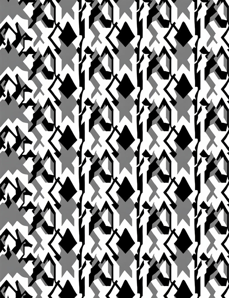 Monochrome Abstract Geometric Pattern Rug