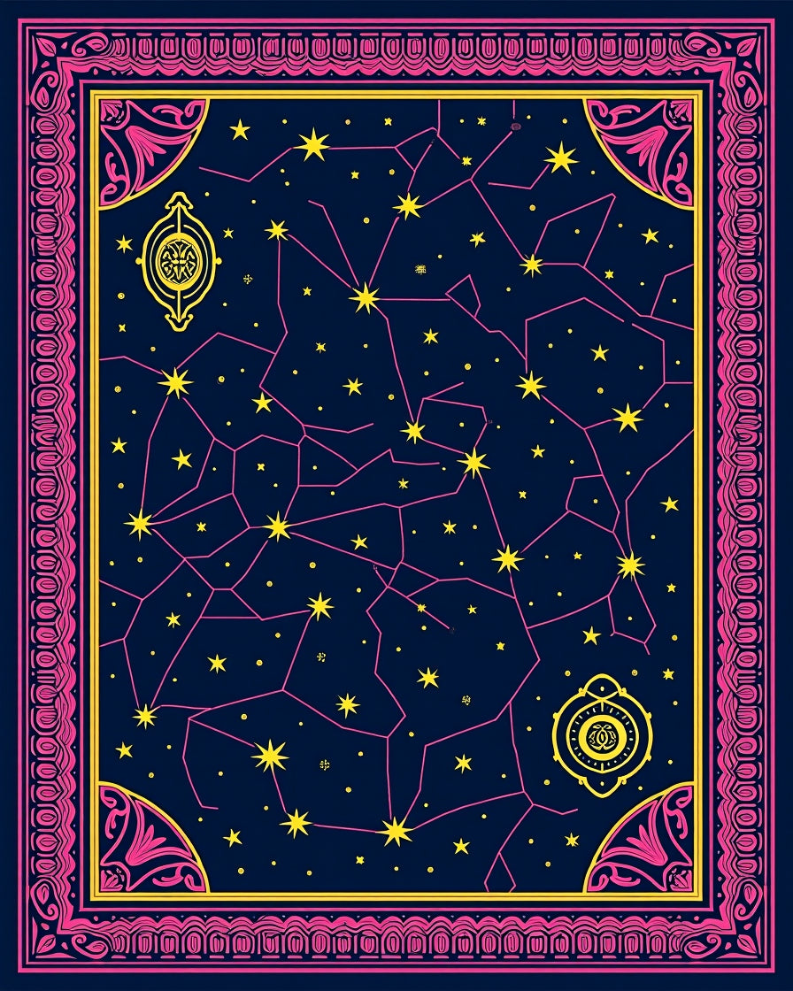 Cosmic Celestial Star Patterned Rug