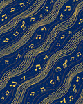 Golden Musical Notes Wavy Pattern Rug