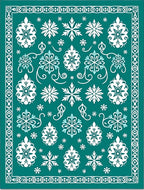 Teal Snowflake Medallion Border Rug