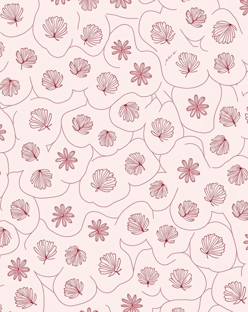 Organic Leaf Flower Line Art Rug