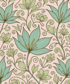 Botanical Floral Scrolls Pattern Rug