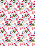 Whimsical Red Floral Abstract Pattern Rug