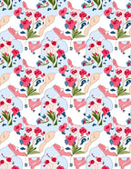 Whimsical Red Floral Abstract Pattern Rug