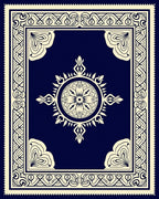 Classic Navy Floral Medallion Rug