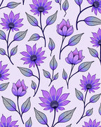 Purple Floral Pattern with Outline Rug