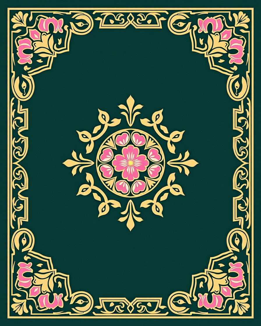 Floral Medallion Bordered Design Rug