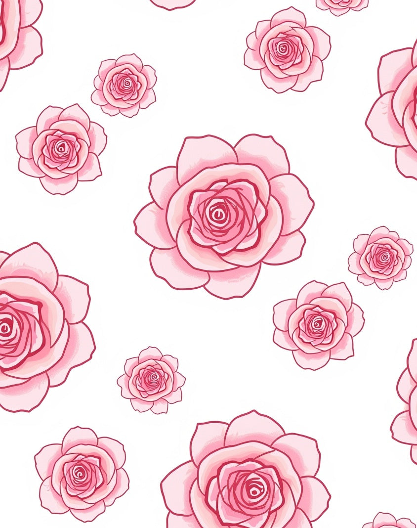 Pink Roses Patterned Design Rug