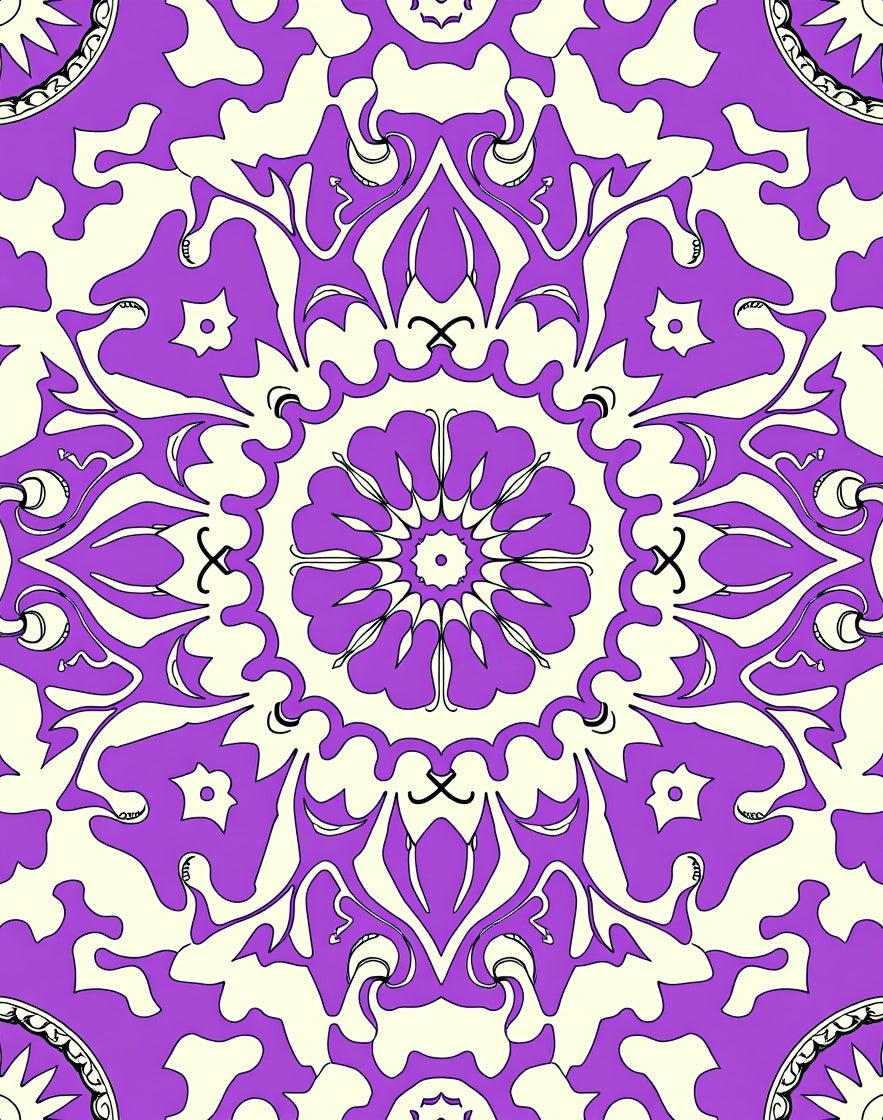 Floral Mandala Patterned Violet Rug