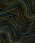 Abstract Yellow Blue Wavy Lines Rug