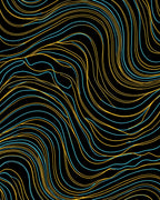 Abstract Yellow Blue Wavy Lines Rug