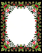 Christmas Berry Leaf Border Rug